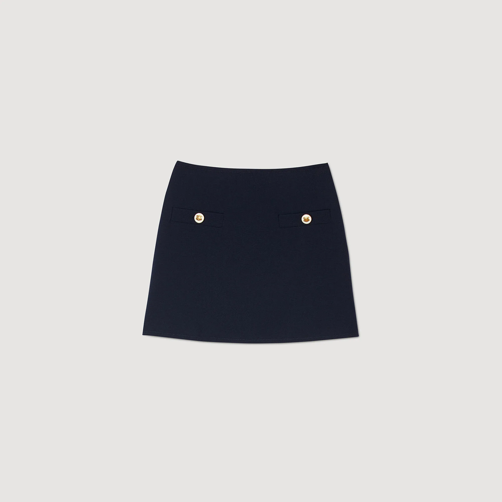 Short wool twill skirt