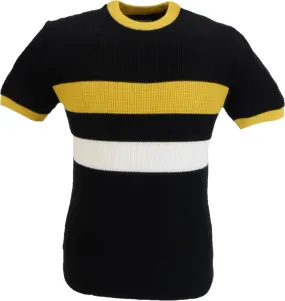 Ska & Soul Mens Black Stripe Front Waffle Tee Pullover