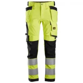 Snickers 6243 High-Vis Stretch Trousers Holster Pockets Class 2 - Yellow/