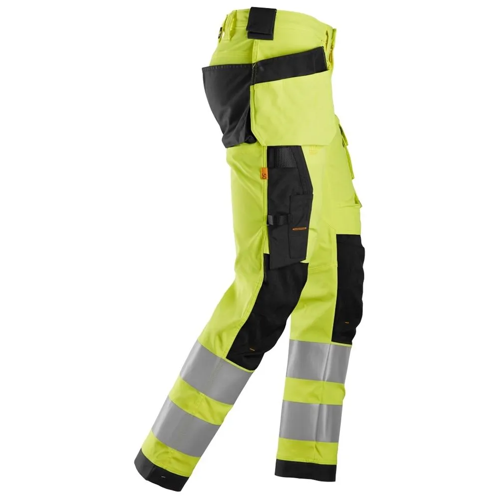 Snickers 6243 High-Vis Stretch Trousers Holster Pockets Class 2 - Yellow/