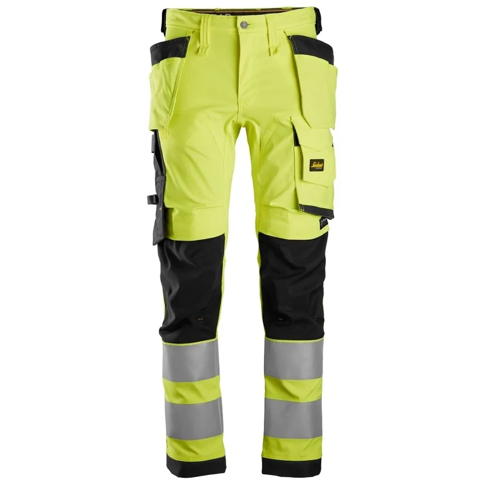 Snickers 6243 High-Vis Stretch Trousers Holster Pockets Class 2 - Yellow/