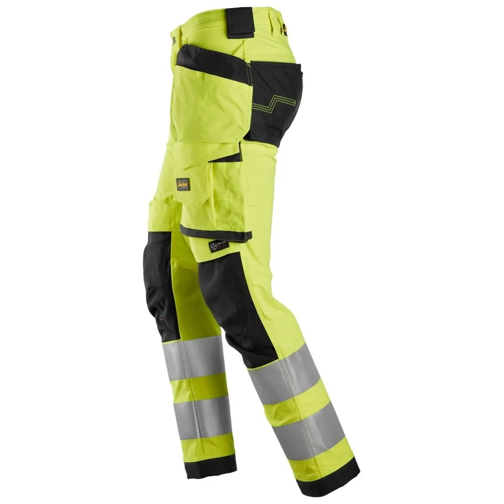 Snickers 6243 High-Vis Stretch Trousers Holster Pockets Class 2 - Yellow/