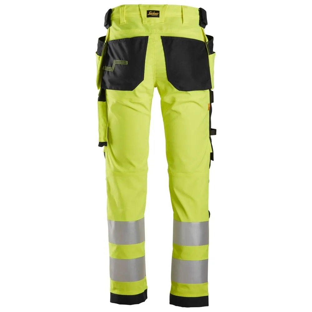 Snickers 6243 High-Vis Stretch Trousers Holster Pockets Class 2 - Yellow/