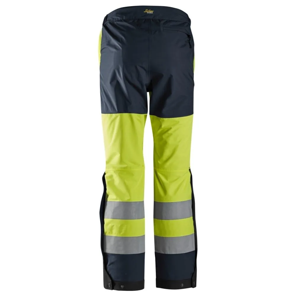 Snickers 6530 AllroundWork, High-Vis Waterproof Shell Trousers Class 2 - Yello