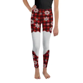 Snowy Plaid Perfection Youth Leggings