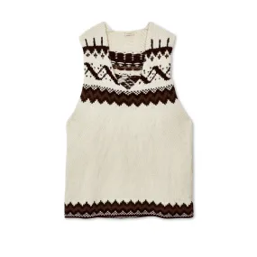 Stefan Cooke Wool Fairisle Knit Vest  Cream/Brown