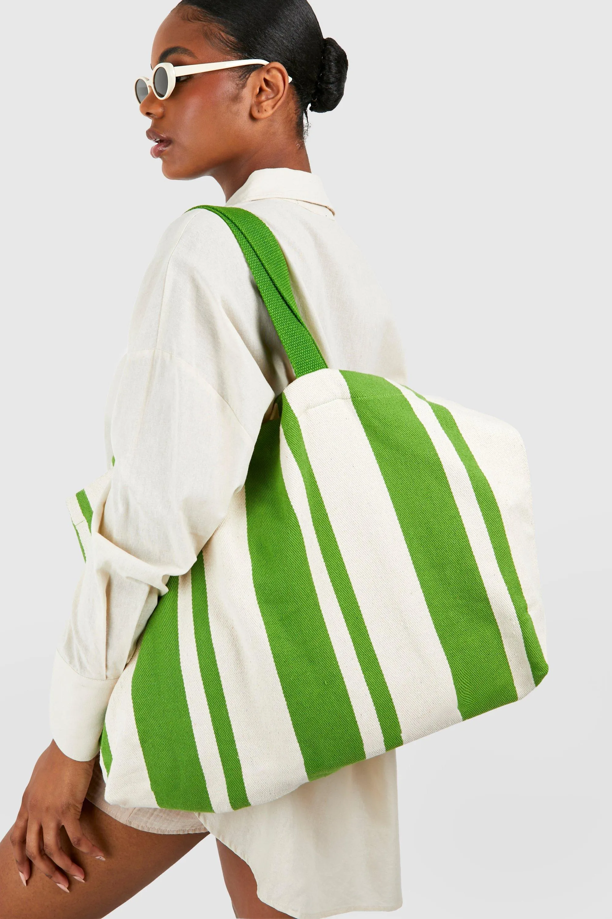 Stripe Cotton Beach Bag