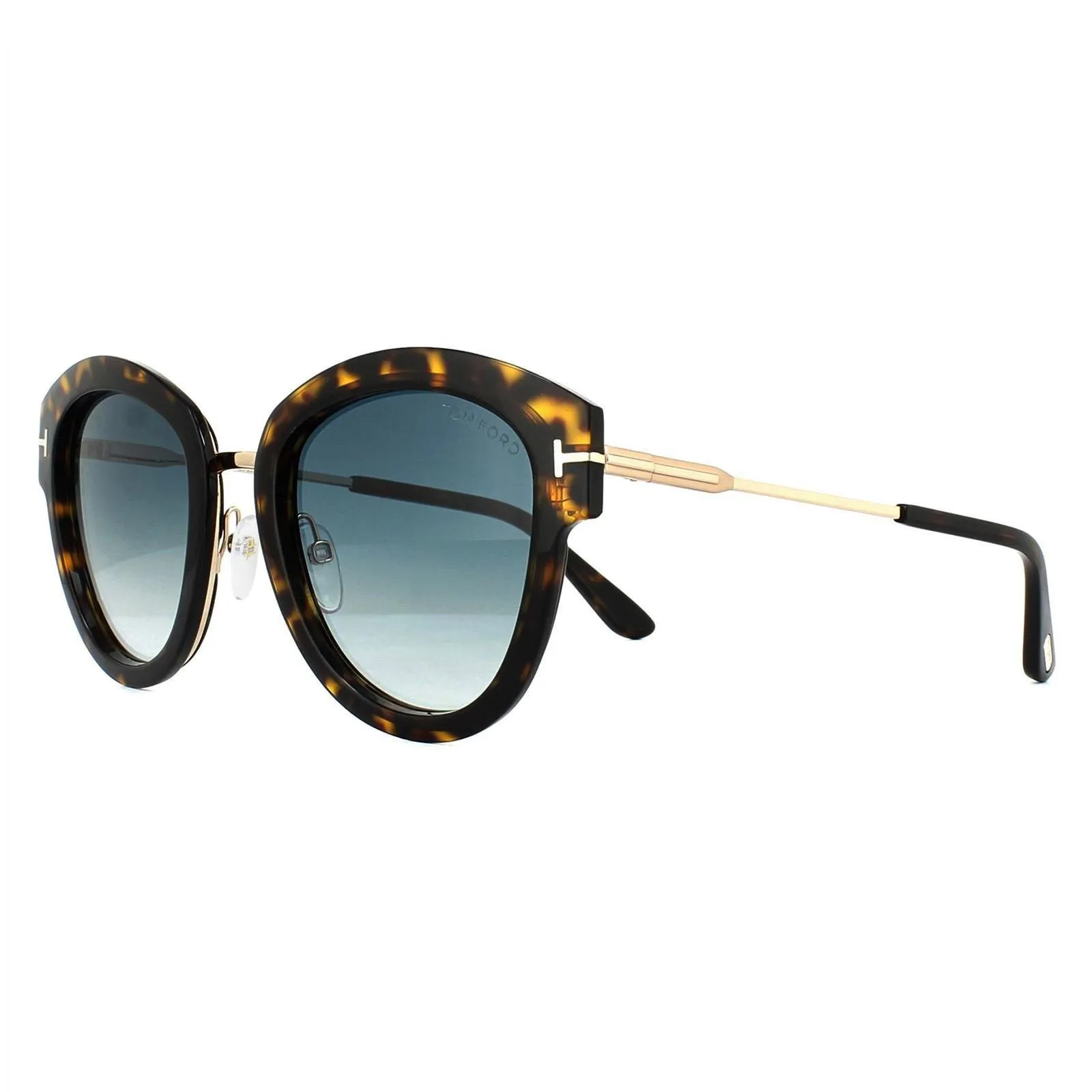 Sunglasses | Cat Eye Dark Havana Green Gradient Sunglasses | Tom Ford