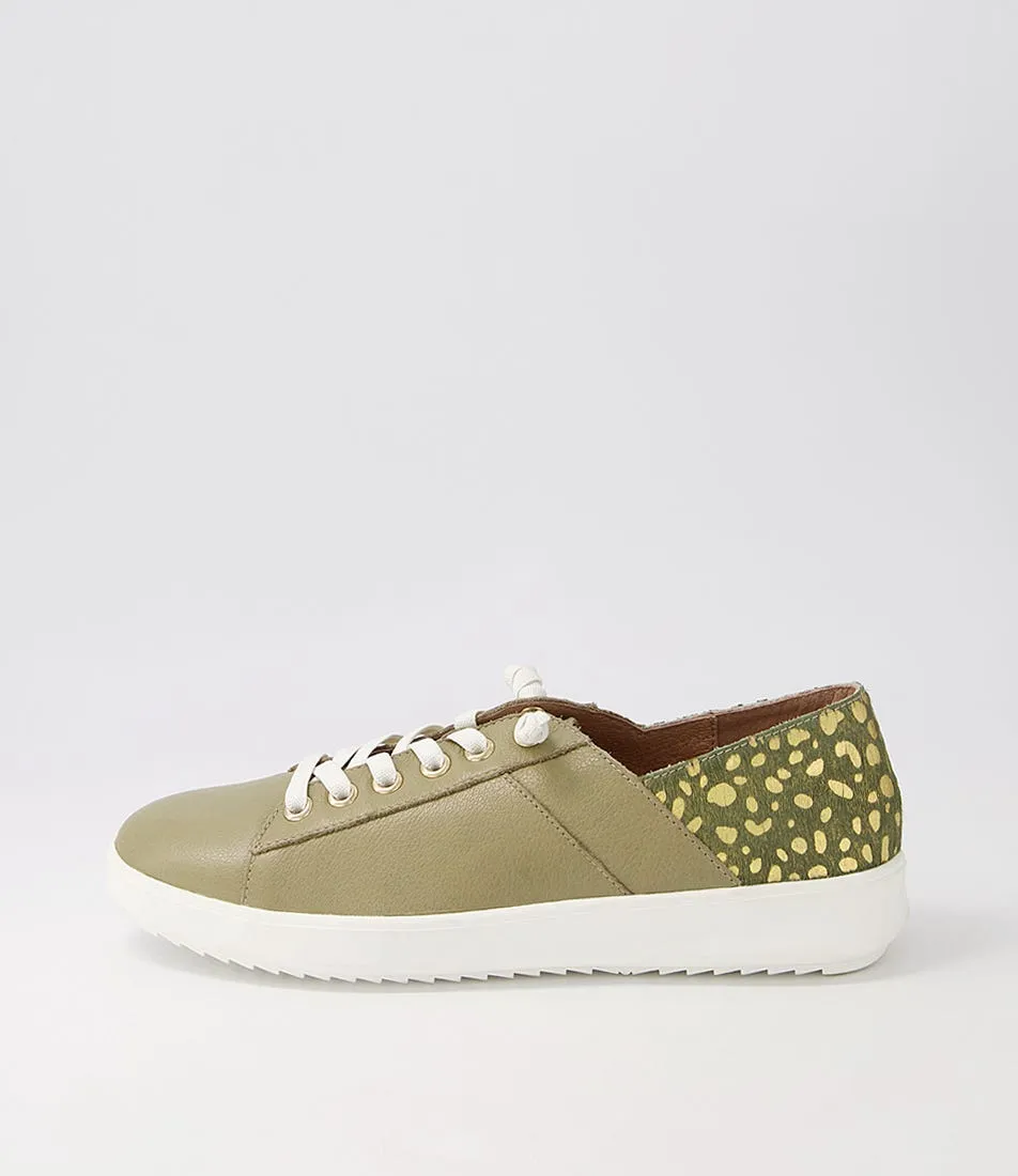 SUPERSOFT Zaylah Khaki Leopard Leather Pony Sneakers