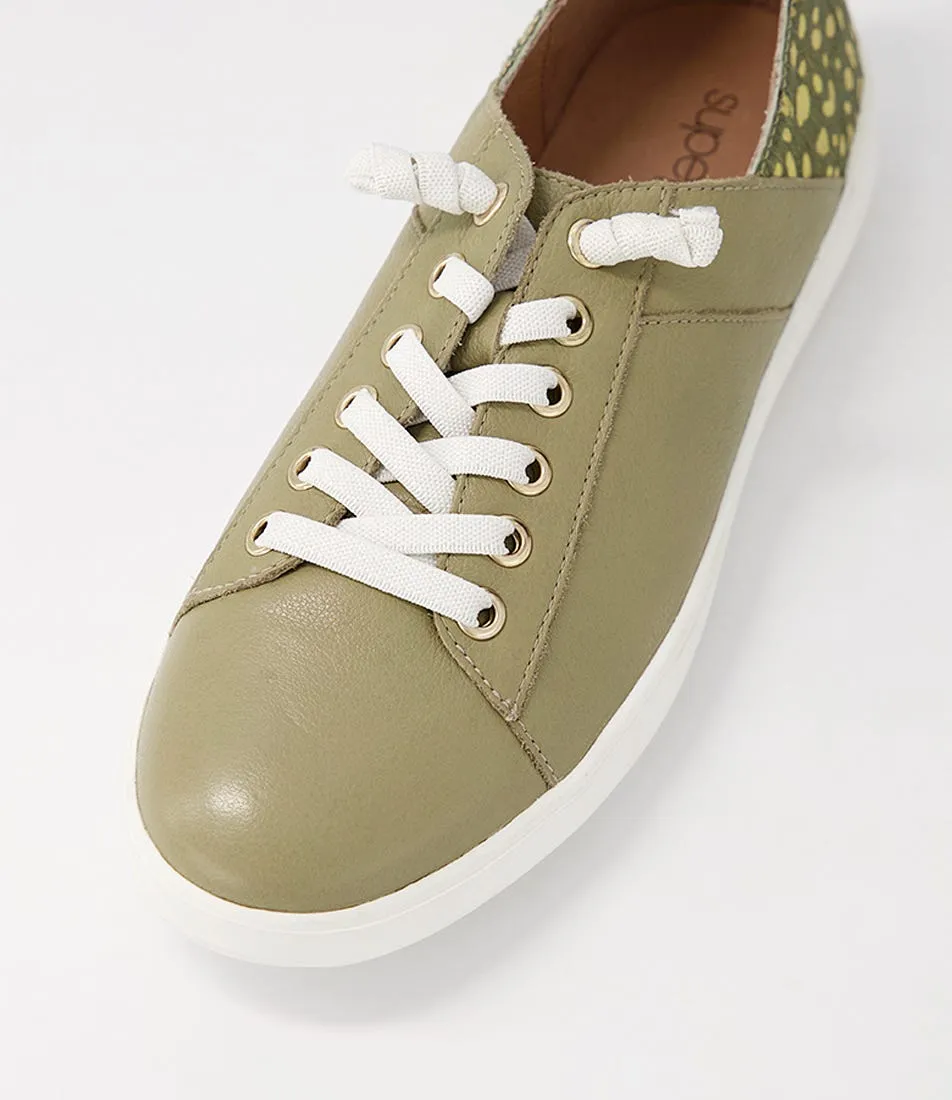 SUPERSOFT Zaylah Khaki Leopard Leather Pony Sneakers