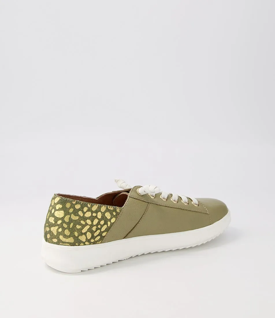 SUPERSOFT Zaylah Khaki Leopard Leather Pony Sneakers