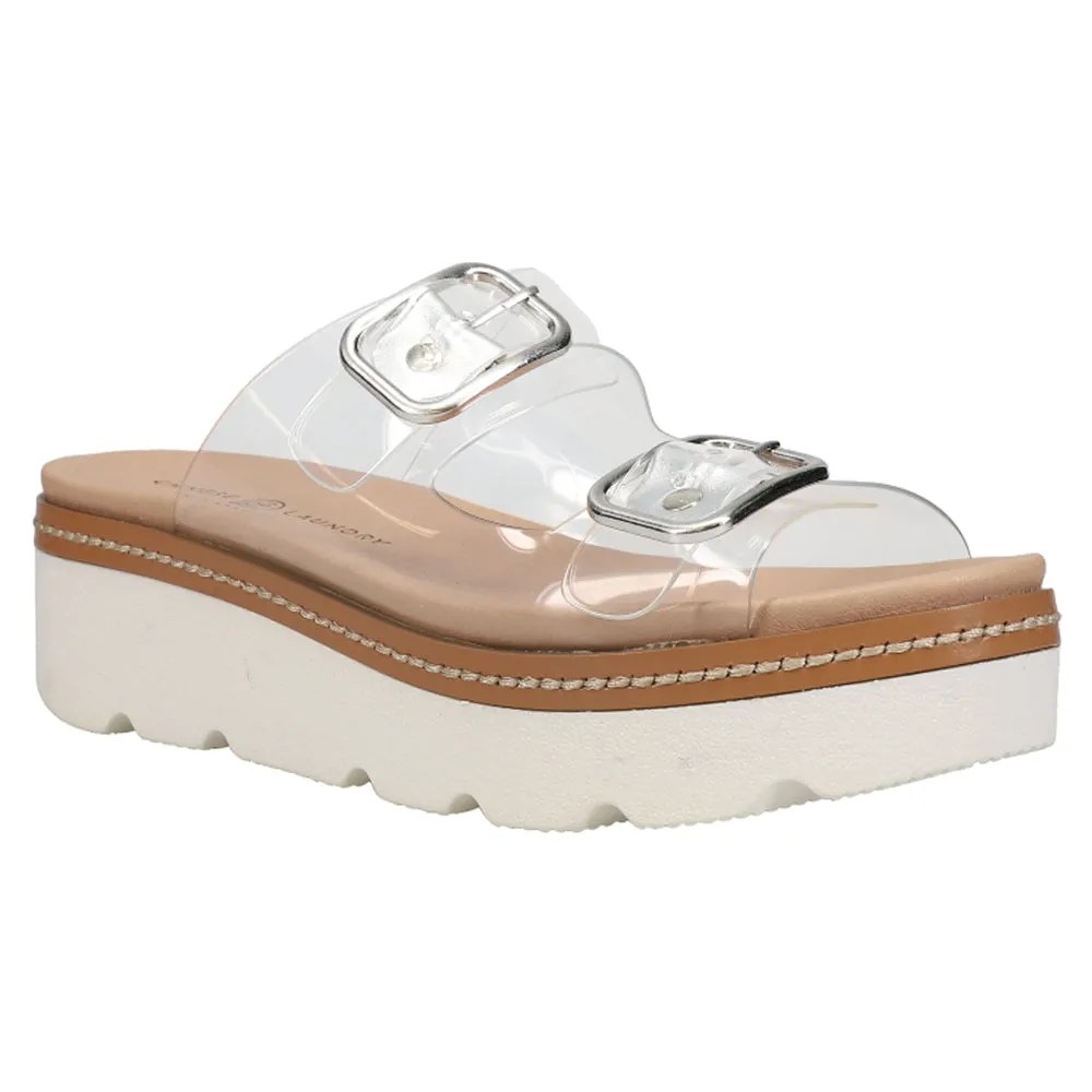 Surfs Up Clear Platform Slide Sandals