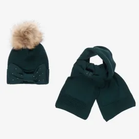 Teen Girls Dark Green Hat Set