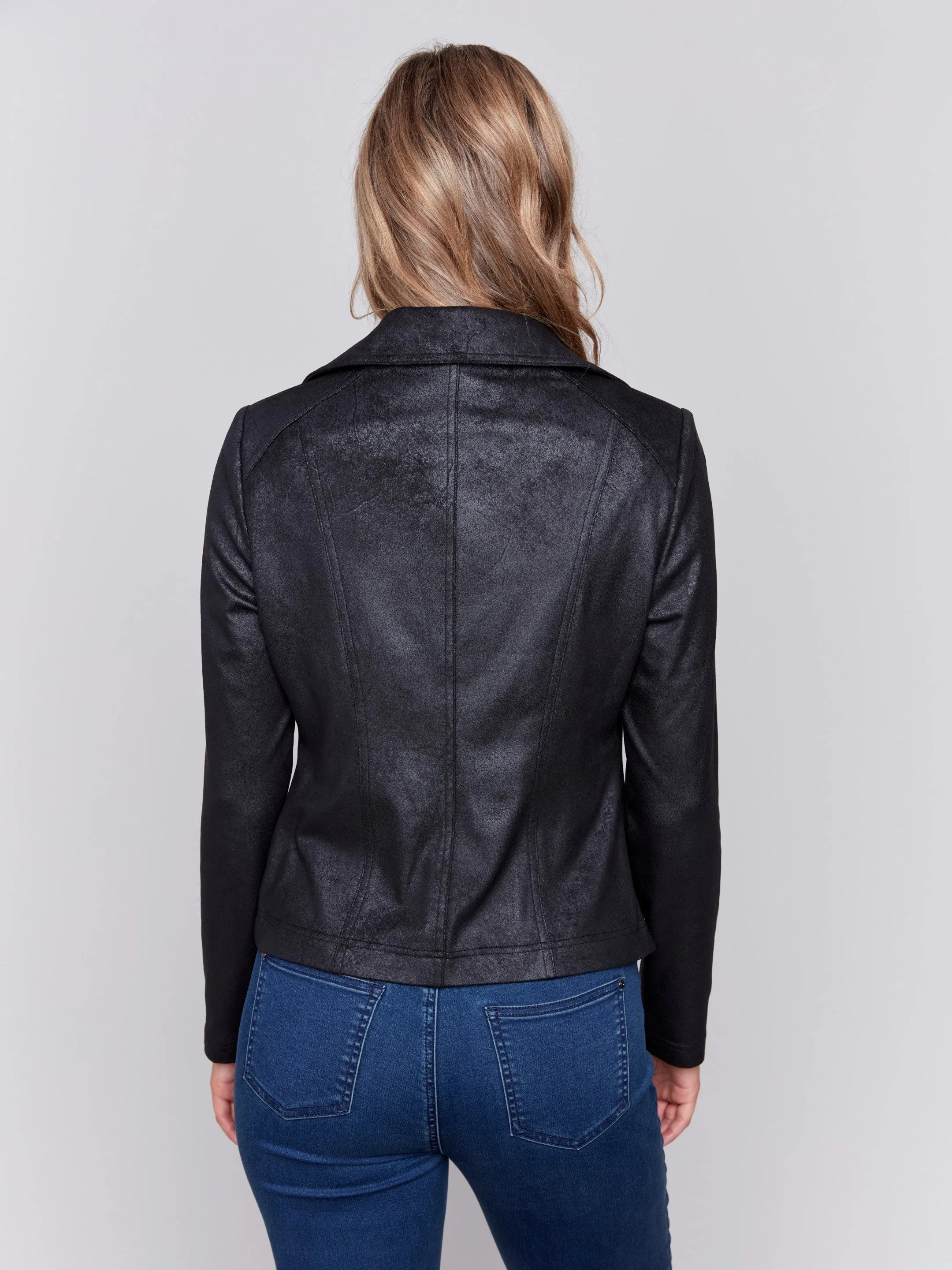 Vintage Faux Leather Perfecto Jacket - Black