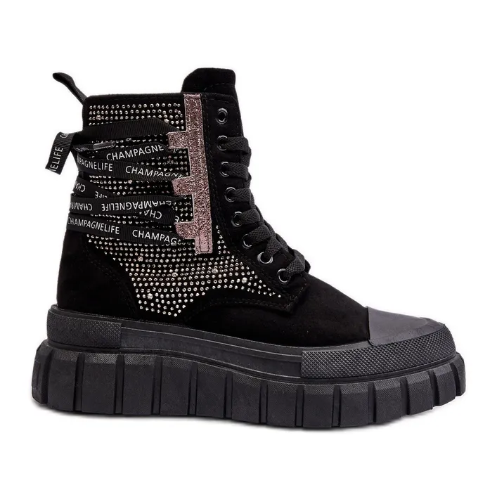 Women's High Sneakers On A Massive Platform, Black Wonise