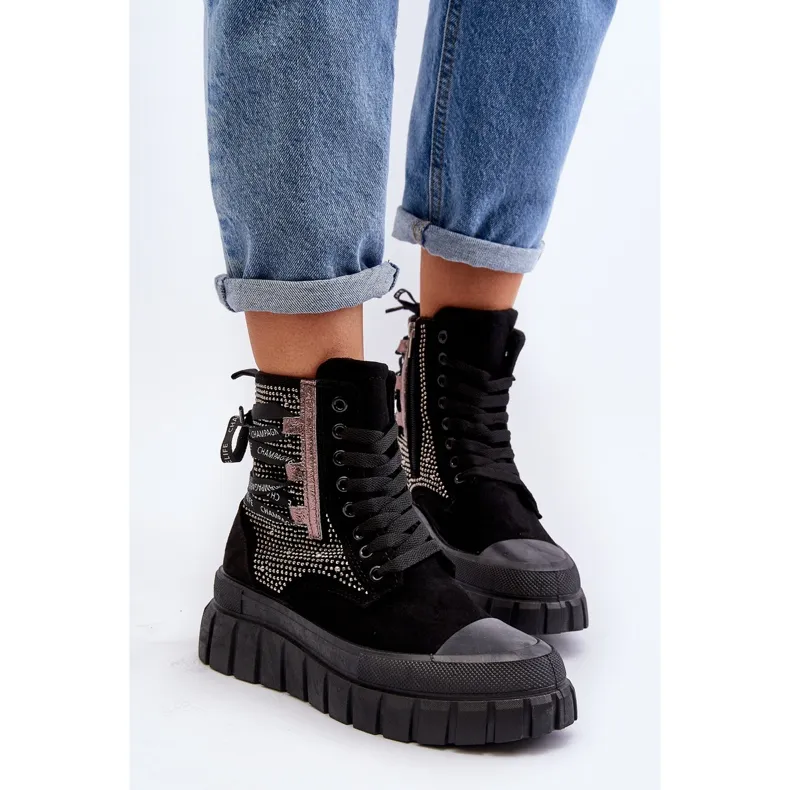 Women's High Sneakers On A Massive Platform, Black Wonise