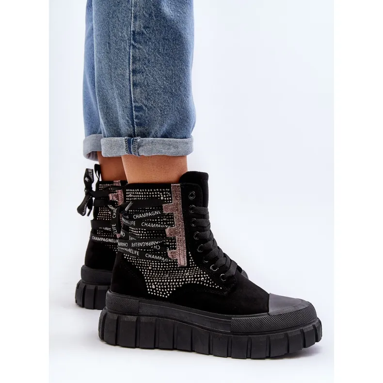 Women's High Sneakers On A Massive Platform, Black Wonise