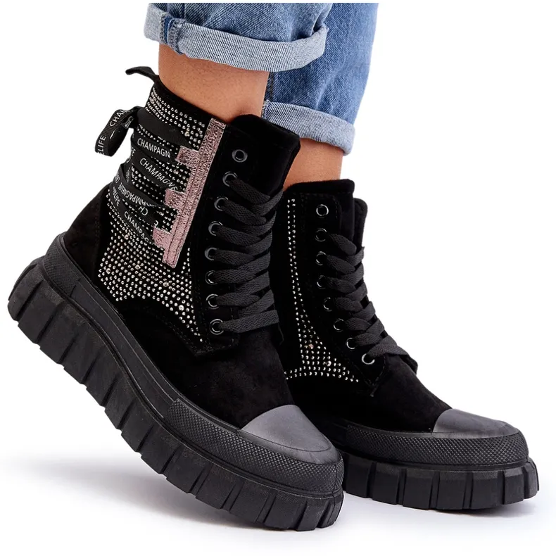 Women's High Sneakers On A Massive Platform, Black Wonise