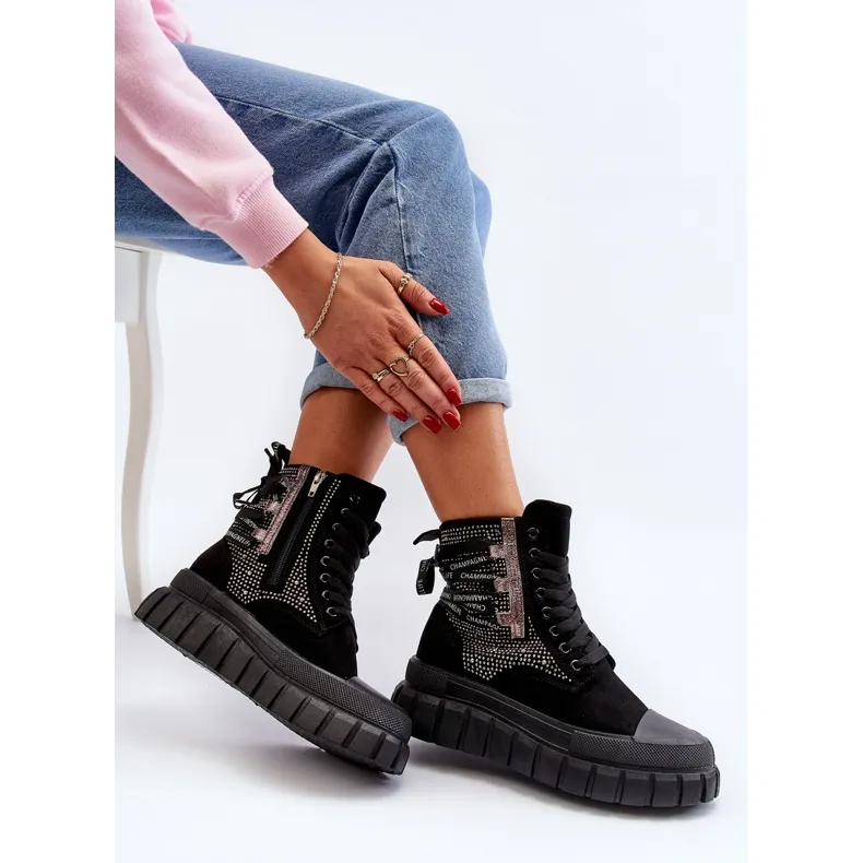 Women's High Sneakers On A Massive Platform, Black Wonise