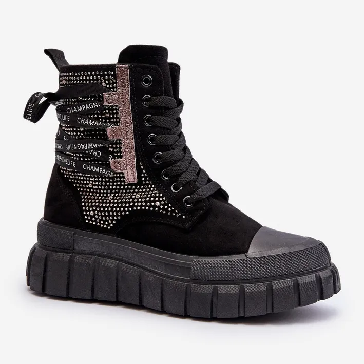 Women's High Sneakers On A Massive Platform, Black Wonise