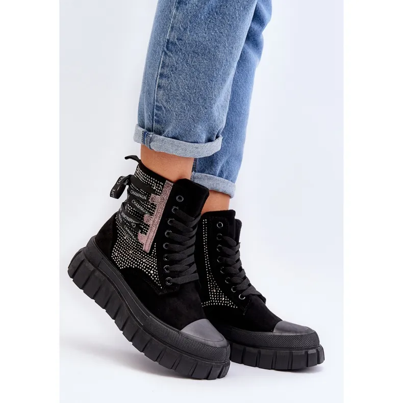 Women's High Sneakers On A Massive Platform, Black Wonise