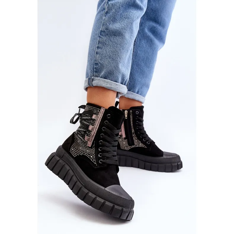 Women's High Sneakers On A Massive Platform, Black Wonise