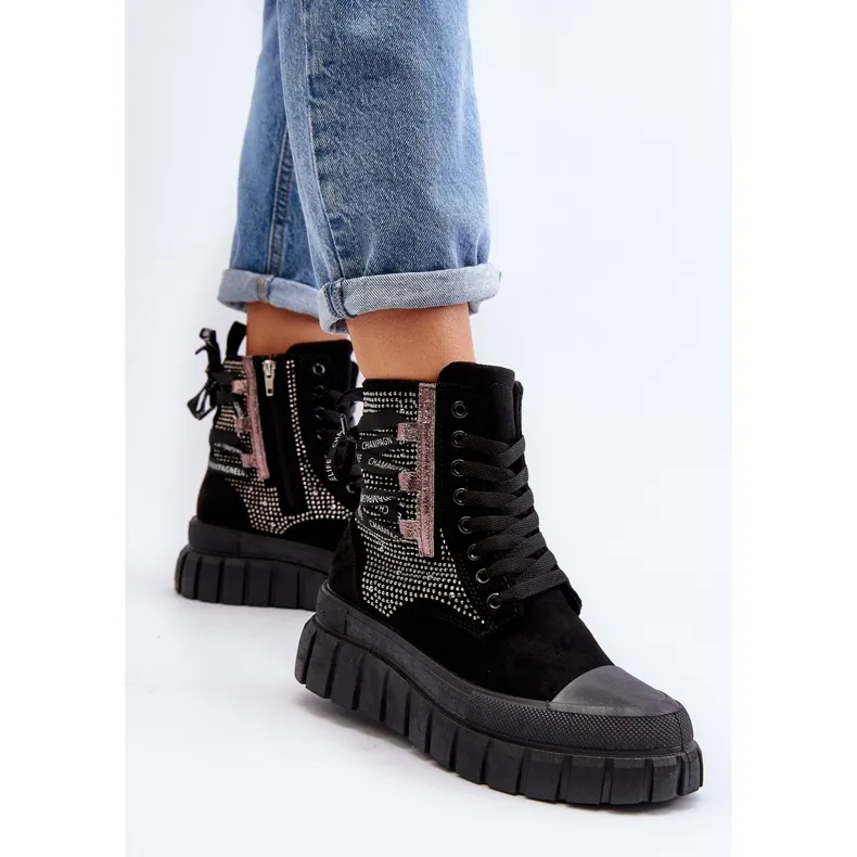 Women's High Sneakers On A Massive Platform, Black Wonise