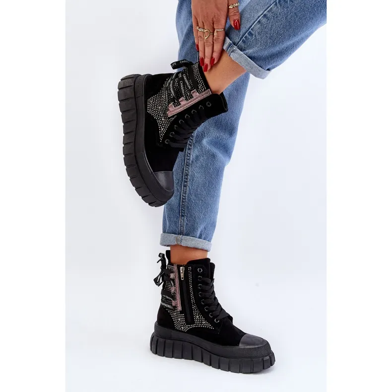 Women's High Sneakers On A Massive Platform, Black Wonise