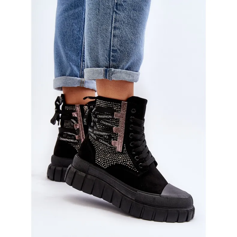 Women's High Sneakers On A Massive Platform, Black Wonise