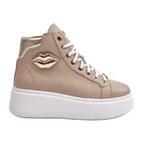 Women's High Zip Sneakers Lemar Beige Katerin