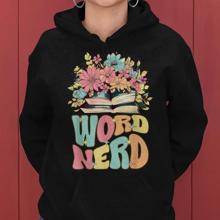 Word Nerd Groovy Book Reader Book Reading Women Hoodie