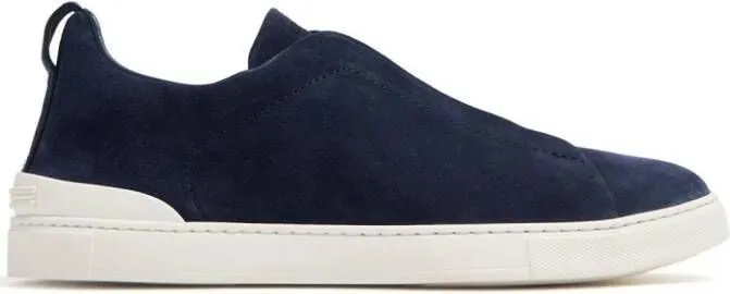 Zegna Triple Stitch suede sneakers Blue